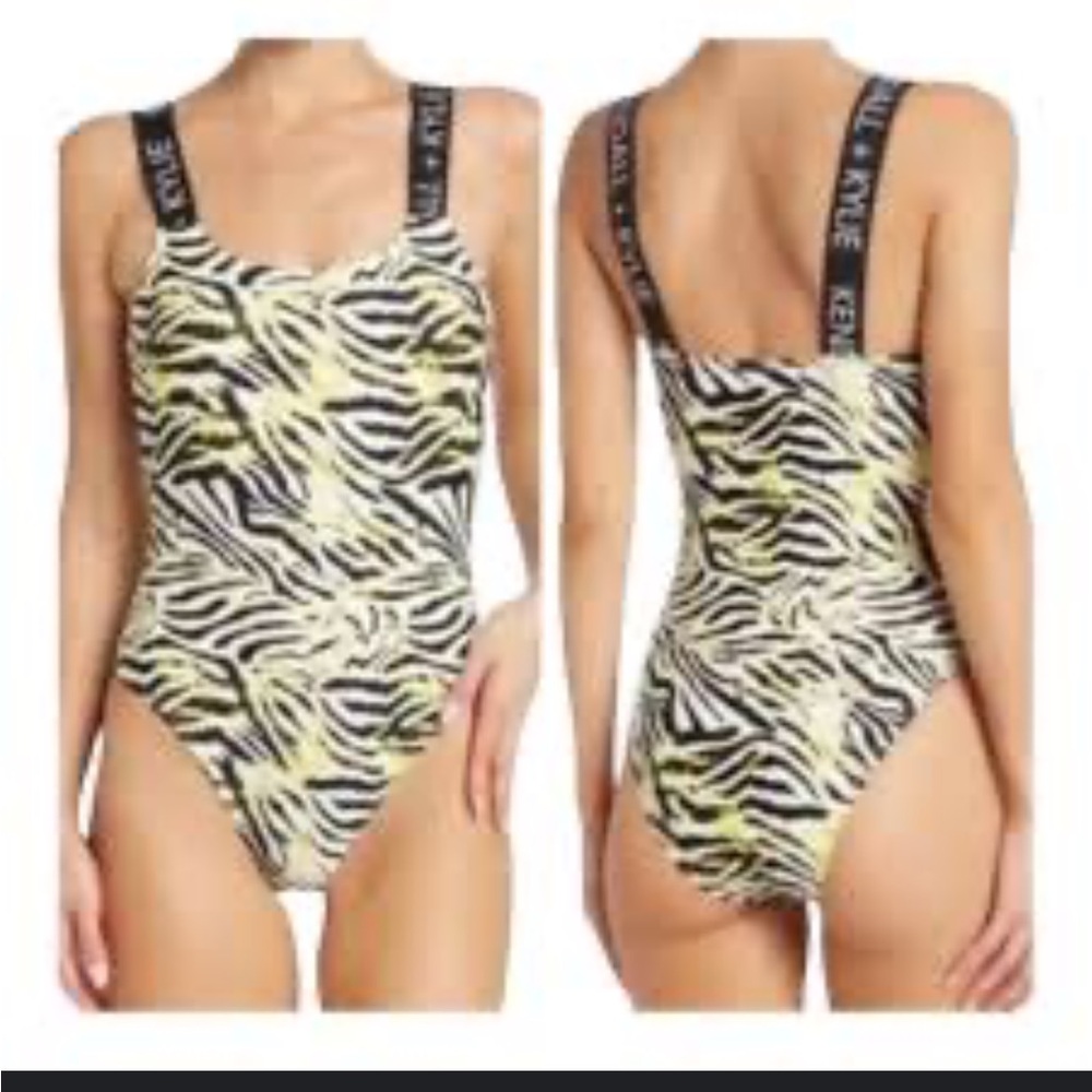 Kendall + Kylie women swimwear swimsuit Zebra Print 1pc M - MSRP $120